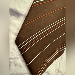 Hardy Amies Vintage Silk Tie Luxury Chocolate Brown Diagonal Stripes Pink White